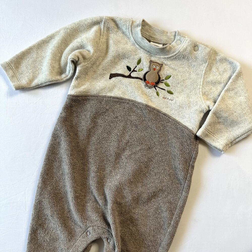 Vintage OshKosh Baby Owl Fleece Long Sleeve Jumper Sz 6-9 mo